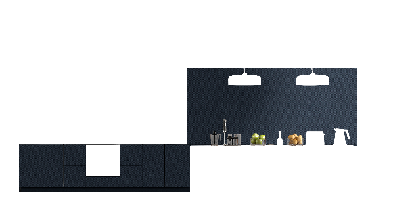 Cocina Mueble Bajo Azul Urbano